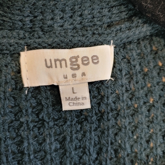 Umgee Open Front Knit Cardigan Colorblock Stripes Sweater Sz L - Picture 5 of 9